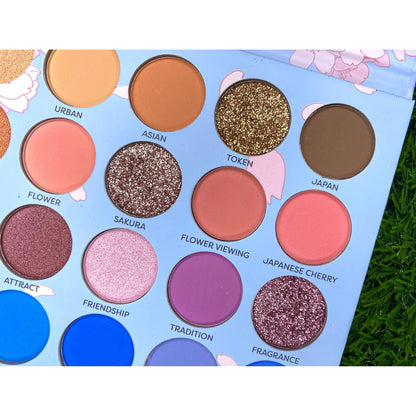 Cherry Blossom Eyeshadow Palette, colorful eyeshadow palette, shimmer eyeshadow palette, matte eyeshadow palette, glitter eyeshadow palette