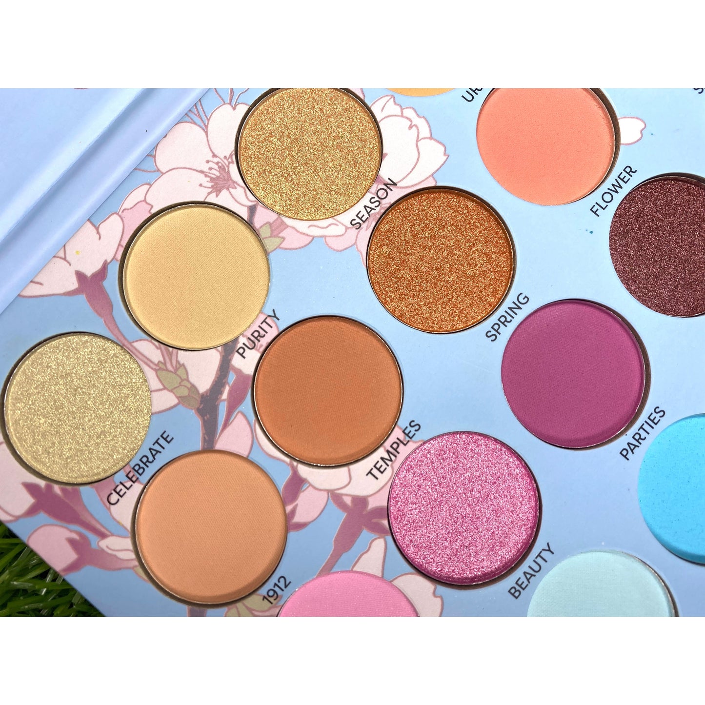 Cherry Blossom Eyeshadow Palette, colorful eyeshadow palette, shimmer eyeshadow palette, matte eyeshadow palette, glitter eyeshadow palette